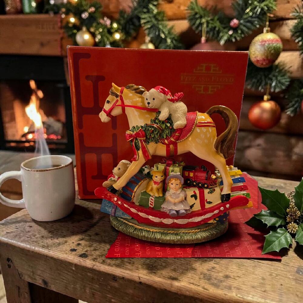 Fitz and Floyd Rocking Horse Musical Figurine New in Box Plays 'TOYLAND'